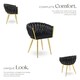 image 3 of Dining Chair Astano - padded, velvet, knot design, continuous backrest | Black | black/gold | 6
