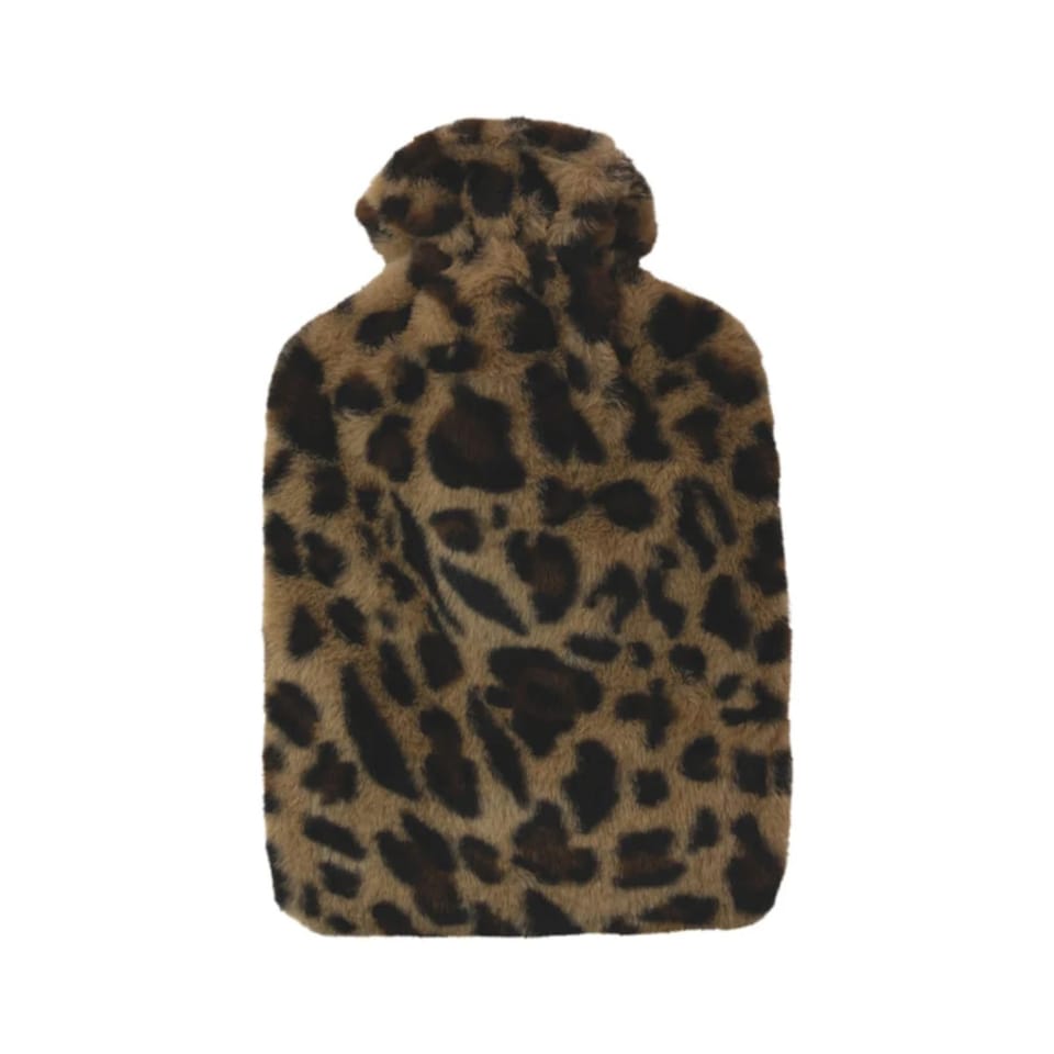 image 1 of Aroma Home Leopard Faux Fur Hot Water Bottle 2L
