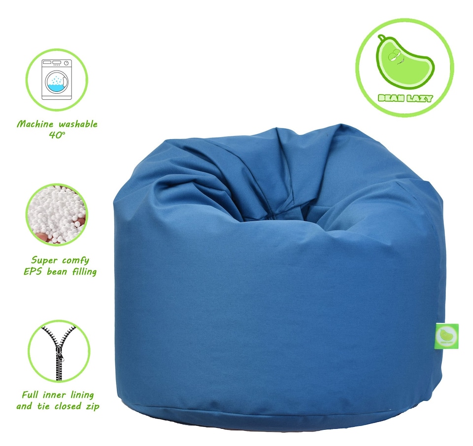 image 1 of Bean Lazy French Blue Cotton Bean Bag Teen and Adult Size