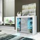 image 7 of Sideboard 97.5cm Grey Gloss Door White Matt Body Glass Shelves Free LED White | Grey