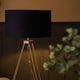 image 4 of ValueLights Aero Gold Floor Lamp Navy Velvet Shade