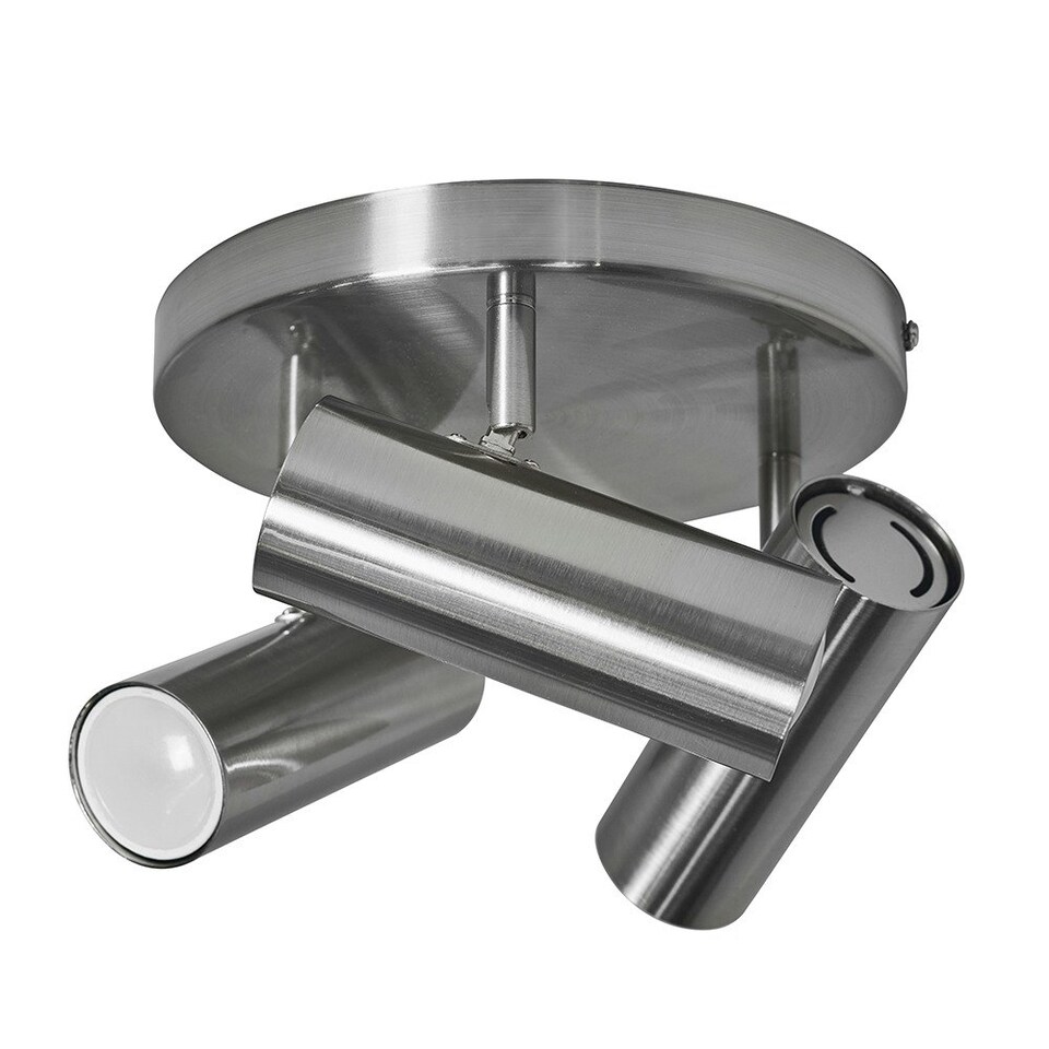 image 1 of ValueLights Modern 3 Way Adjustable Satin Nickel Round Plate Ceiling Spotlight