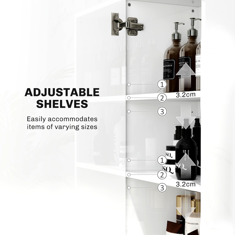 image 1 of HOMCOM Tall Bathroom Cabinet, Freestanding Bathroom Storage Cabinet with Adjustable Shelves and Double Doors | White | White