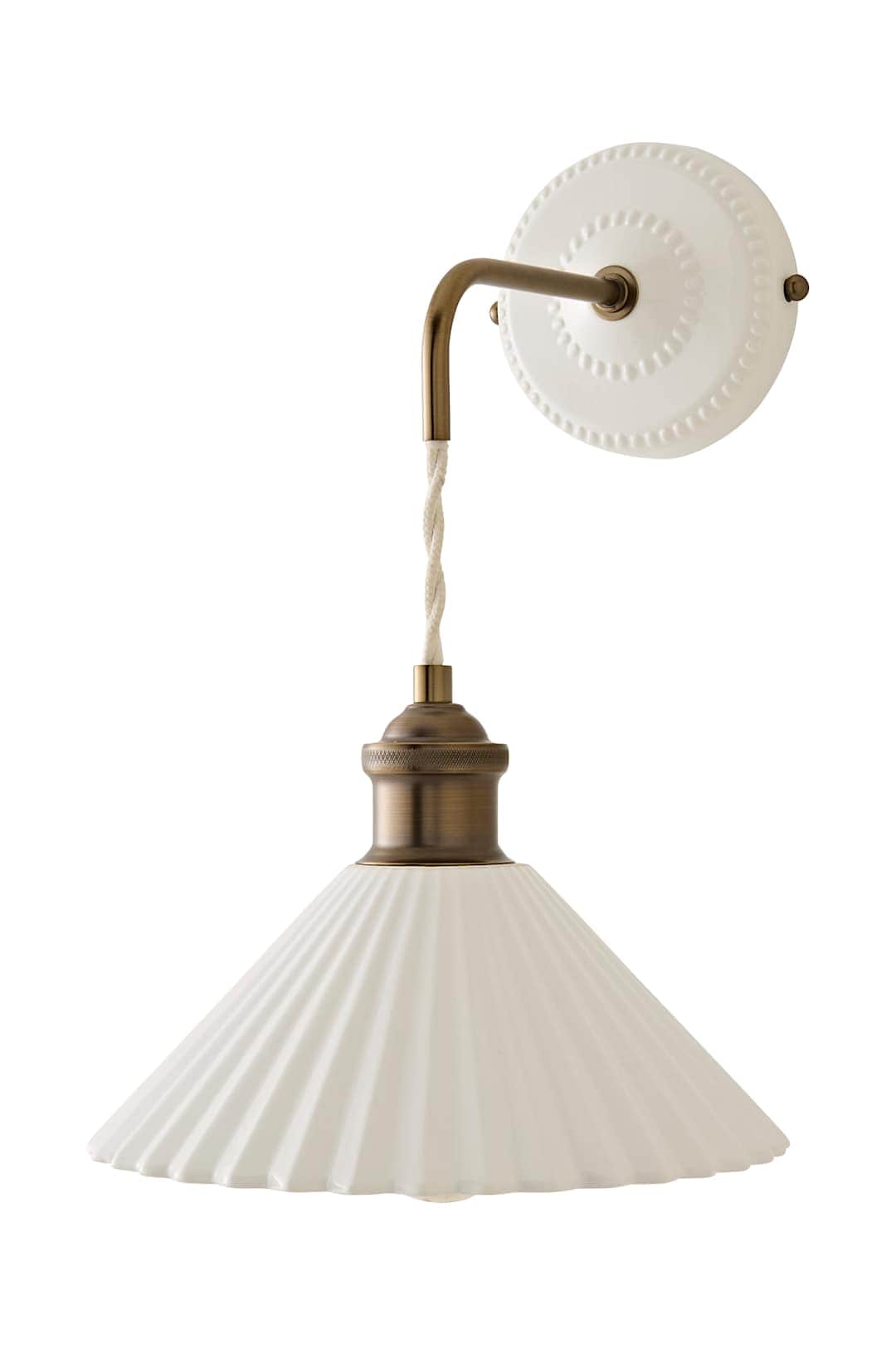 ValueLights Burford White Ceramic Ribbed Adjustable Drop Wall Light in Cream