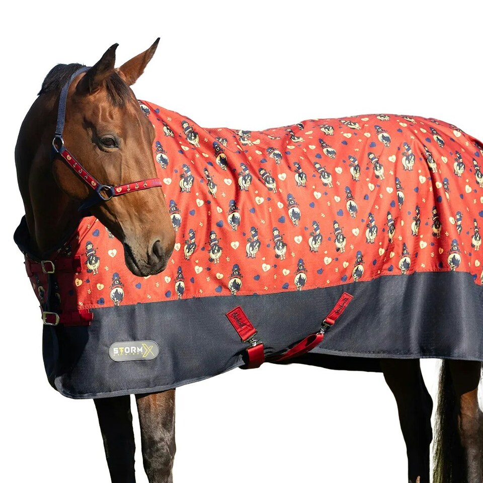 image 1 of Thelwell StormX Original 50 Balancing Act Standard-Neck 50g Horse Turnout Rug - Red/Navy - 4´ 3"
