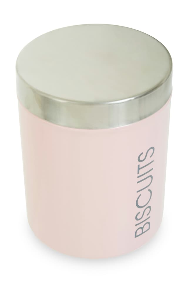 image 1 of Interiors By Premier Functional Design Light Pink Biscuit Canister, Chic Design Metal Canister, Durable Stainless Steel Canister