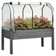 image 1 of Outsunny Raised Garden Bed with PE Greenhouse Cover, Outdoor Elevated Wood Planter Box for Herbs and Vegetables, Use for Patio, Garden, Balcony, 121 x 55 x 117cm, Dark Grey | Grey | 121cm x 55cm x 117cm