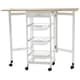 image 1 of HOMCOM Drop-Leaf Kitchen Cart Trolley w 3 Baskets Drawer Surface Top 6 Universal Wheels Rolling Storage Unit Kitchen Home Dining Island White Oak Tone