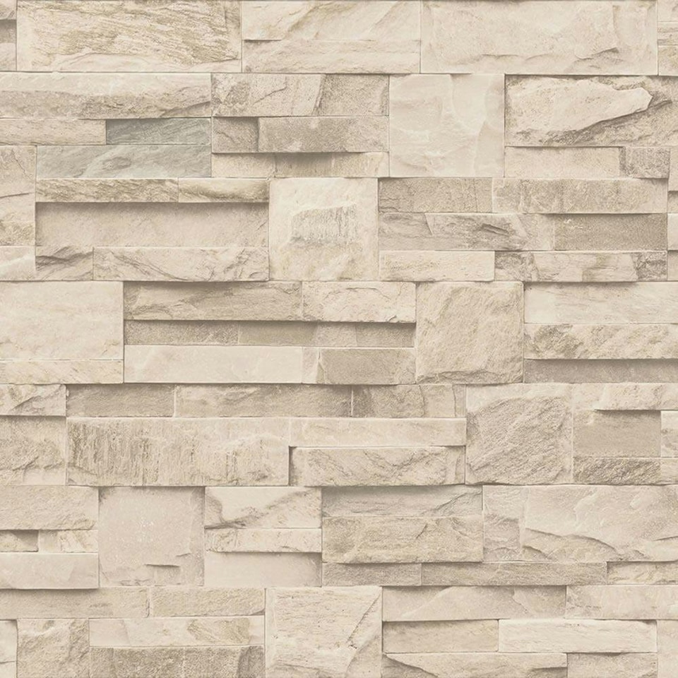 Muriva Slate Wallpaper - Beige - 10m x 52cm Brown