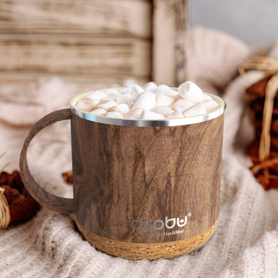 image 1 of Asobu Infinite Double Wall Vacuum Insulated Mug Wood 470ml