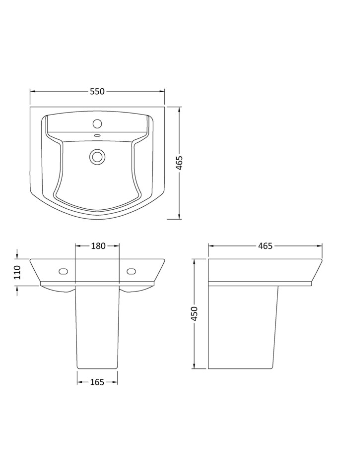 image 1 of Balterley Spirit Square Ceramic Basin and Semi Pedestal - Balterley | White | White