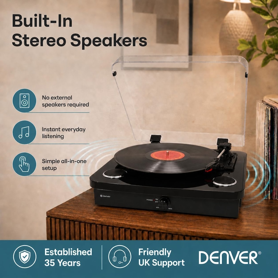 image 1 of Lightwood Vinyl Record Player With Stereo Speakers - Bluetooth Send & Receive - USB & SD Recording - AUX IN & RCA Out