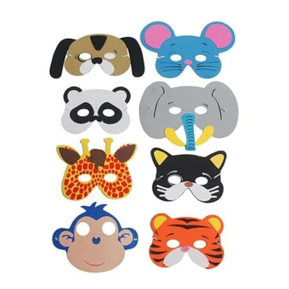 Assorted Animals Foam Masks - Pack of 8
