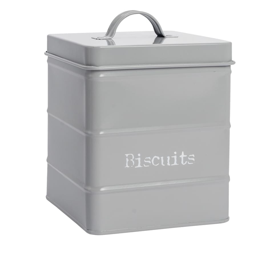 image 1 of Harbour Housewares Vintage Metal Kitchen Biscuit Tin - Grey