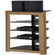 image 3 of Centurion Supports Zinnia Black with Oak Fascia 5-Shelf Flat Screen TV, Hi-Fi, AV Rack, Media Stand, Entertainment Unit Brown | Black