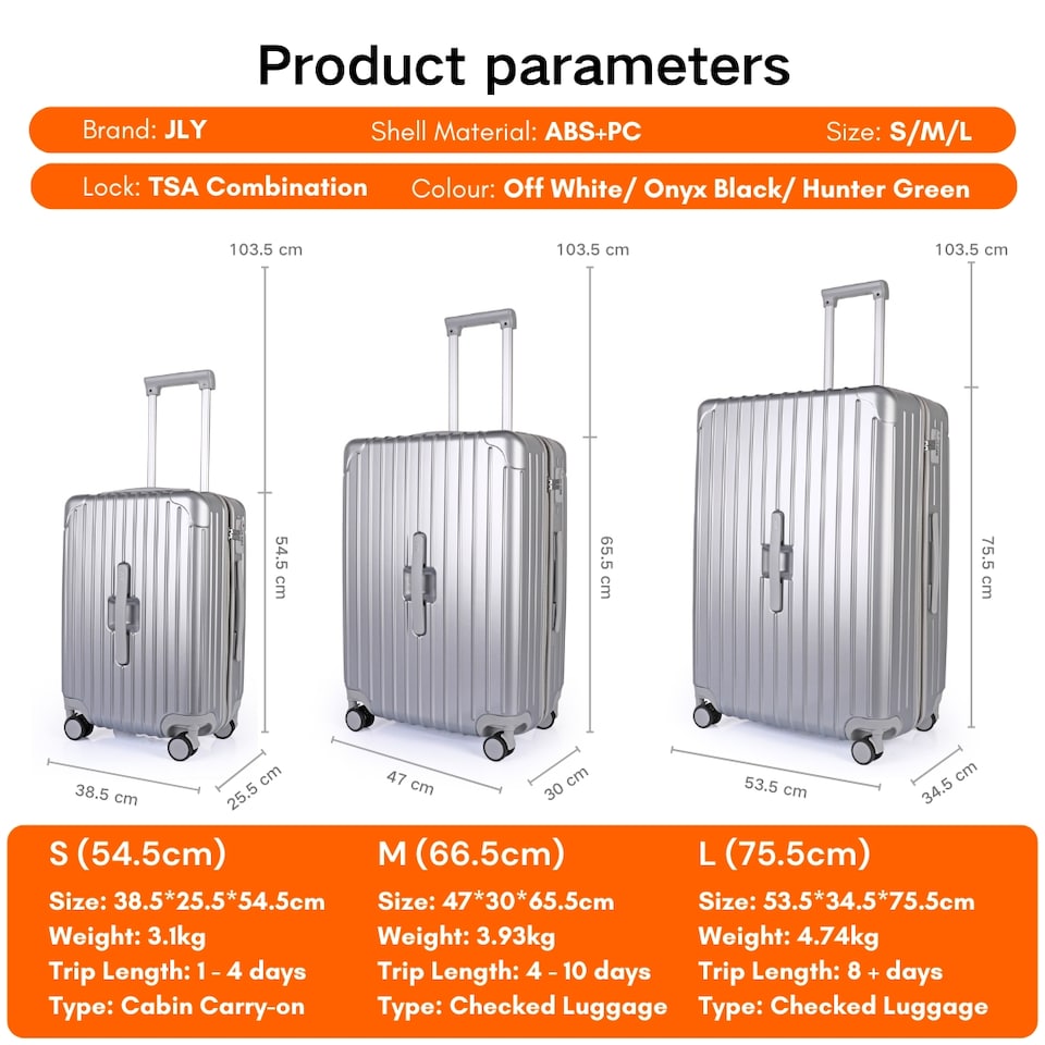 image 1 of 3 Piece Luggage Set with Vanity Case, Carry-On & Large Suitcase | Silver | Silver