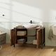 image 4 of Living and Home Double Door U-Shaped Under Sink Cabinet - Walnut Brown 60x30x60cm Brown