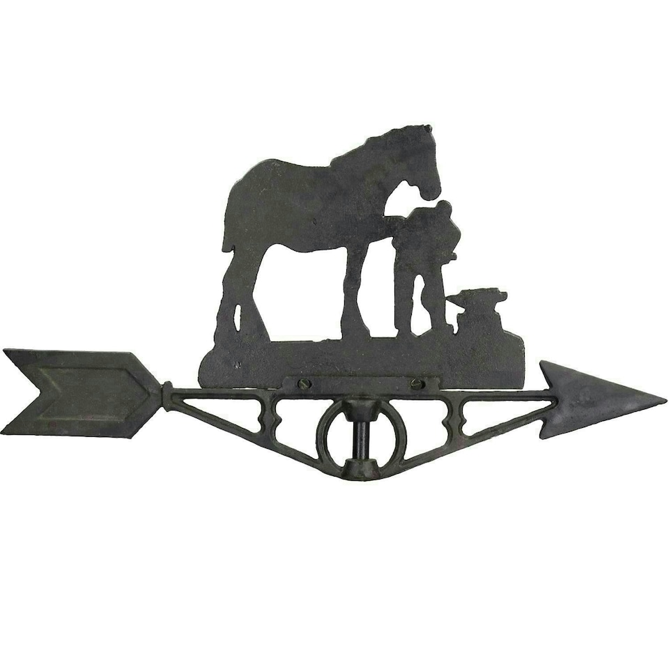 image 1 of Horse / Mare Farrier Weather Vane Vain Ridge Mount House Roof Cast Iron Shoe