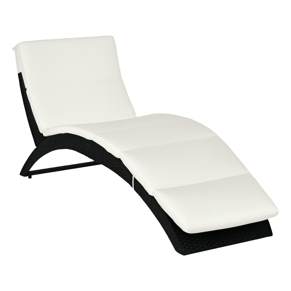 image 1 of Outsunny Garden Rattan Sun Lounger Foldable Patio Chaise Chair Black