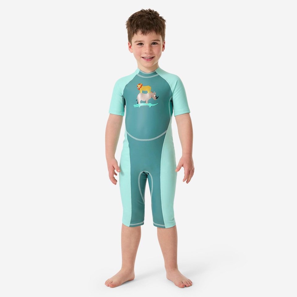 image 1 of Decathlon Baby UV-Protection Wetsuit Green With Savannah Print