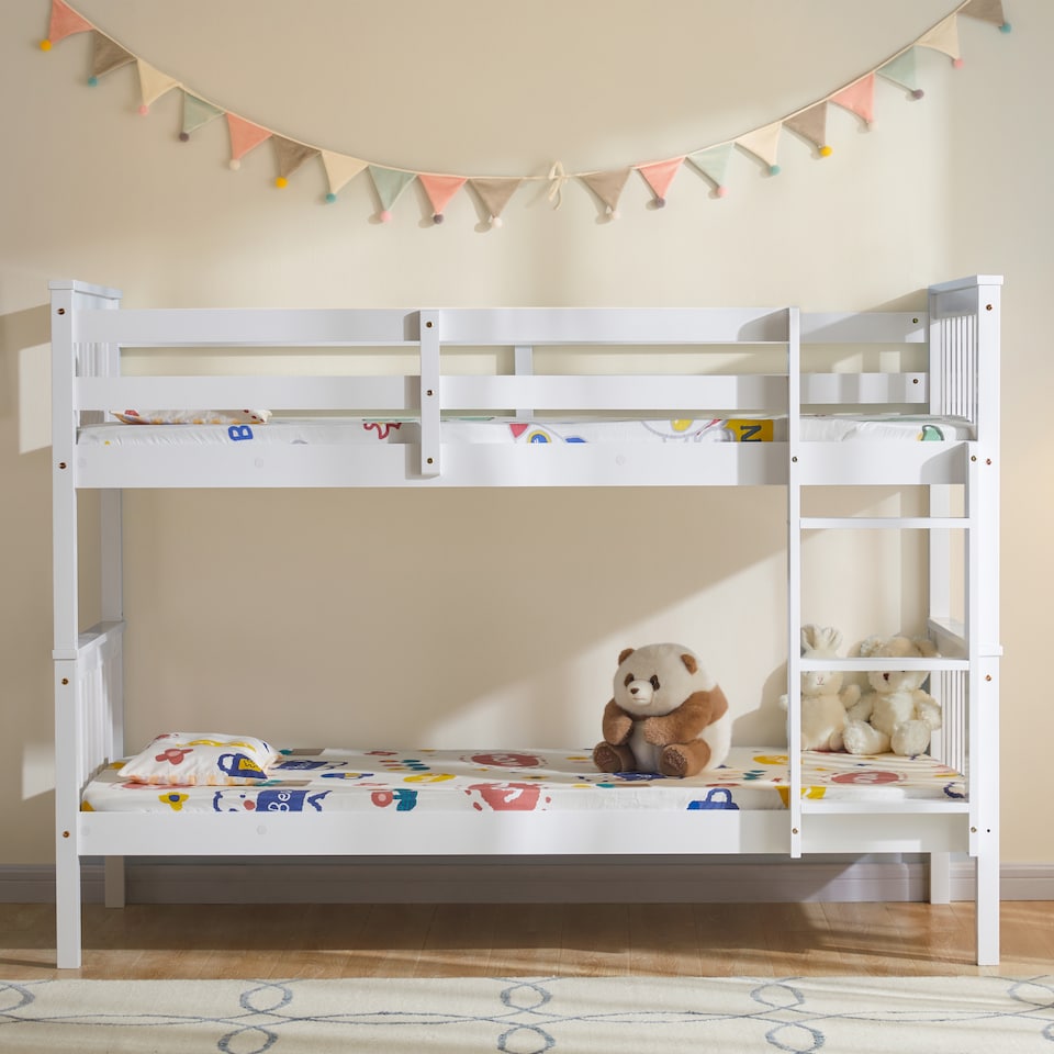 image 1 of Vida Designs Milan Bunk Bed, 3ft Single Bed, White, 90 x 190cm