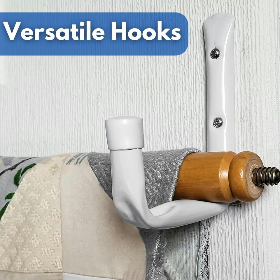 image 1 of Marco Paul White Set of 2 Large Multi-purpose hooks Wall Hooks