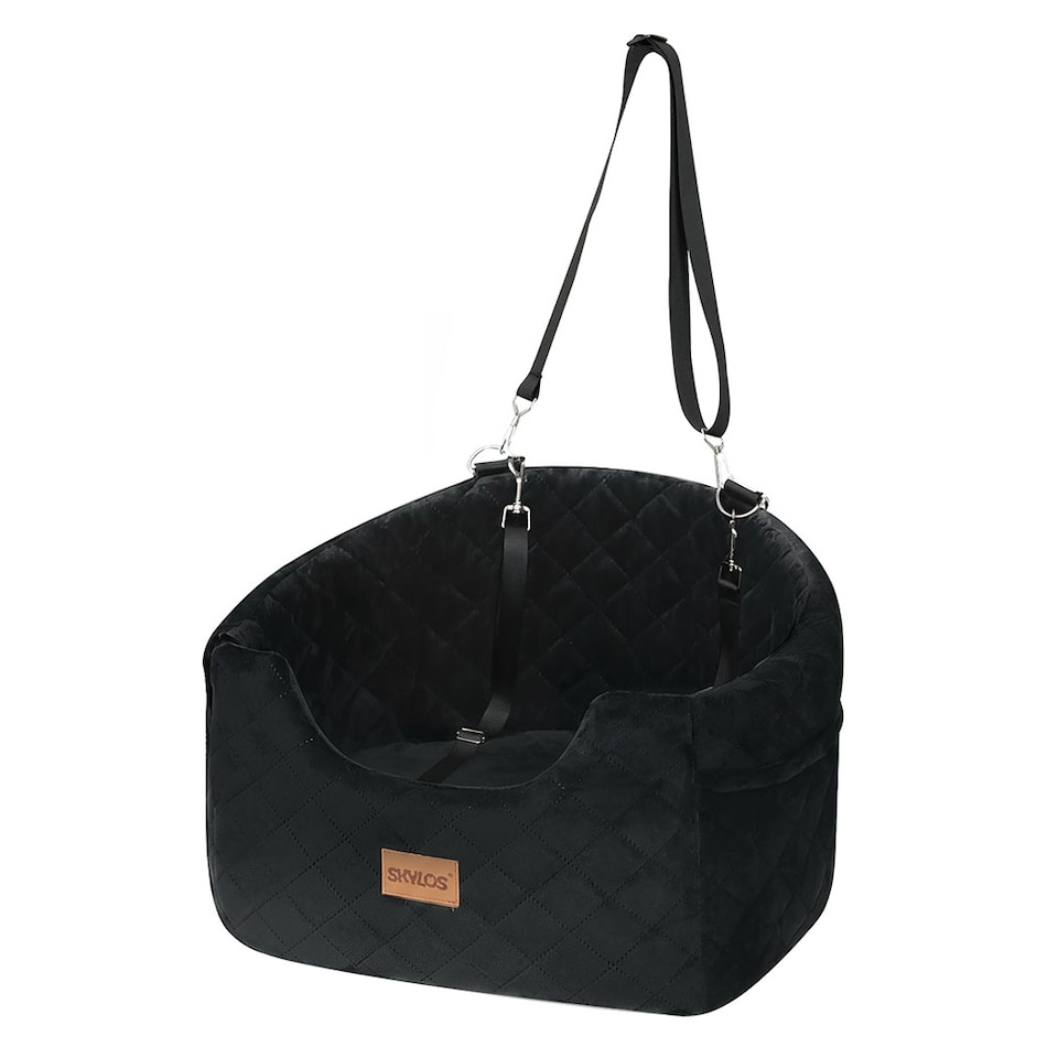 image 1 of Skylos Dog Booster Car Seat Safe Puppy Travel Carrier Bed Bag Basket Pet | Black | Black