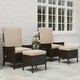 image 9 of Outsunny 5 Piece Rattan Garden Furniture Set, Wicker Patio Sofa Set with 2 Armchairs, 2 Footstools, Glass Top Coffee Table with Shelf, Outdoor Furniture with Adjustable Backrests, Cushions, Khaki | Brown | Khaki | One Size
