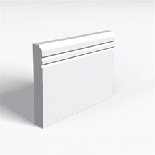 Pack of 10 (Total 10 Units) - MR MDF Primed Chamfered 2 V Groove Skirting Board - 25mm (T) x 219mm (H) x 4200mm (L)