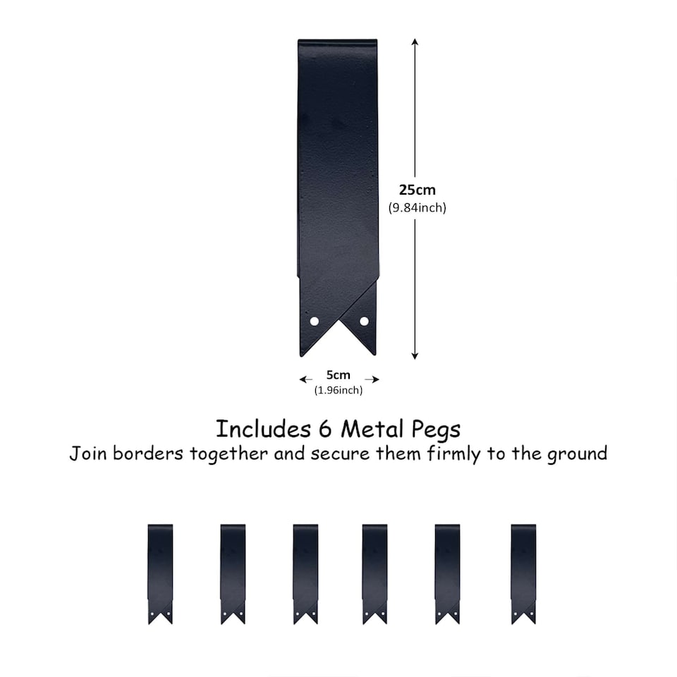 image 1 of Metal Garden Border Edging 1m Saw Tooth Spikes - Set of 5 | Grey | Grey