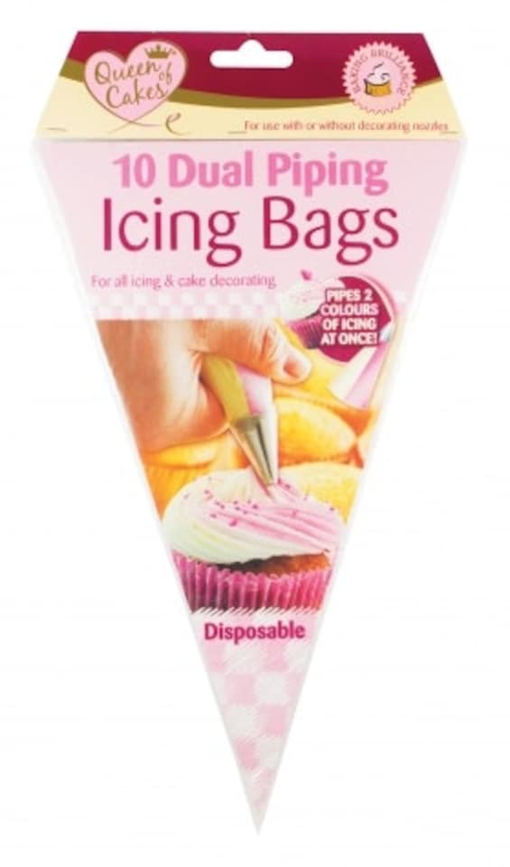 image 1 of 10 x Dual Piping Icing Bags, decorate Christmas cup Cake