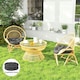 image 10 of Outsunny Outdoor Seat Cushions Set of 2, Tufted Round Chair Pads | White | Beige | 1