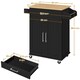 image 3 of Yaheetech Kitchen Island Cart with Spice Rack Storage Black