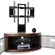 image 7 of Centurion Supports PANGEA Black/Walnut Beam-Thru Curved True-Corner 32"-50" TV Cabinet with Mounting Arm Black | Walnut