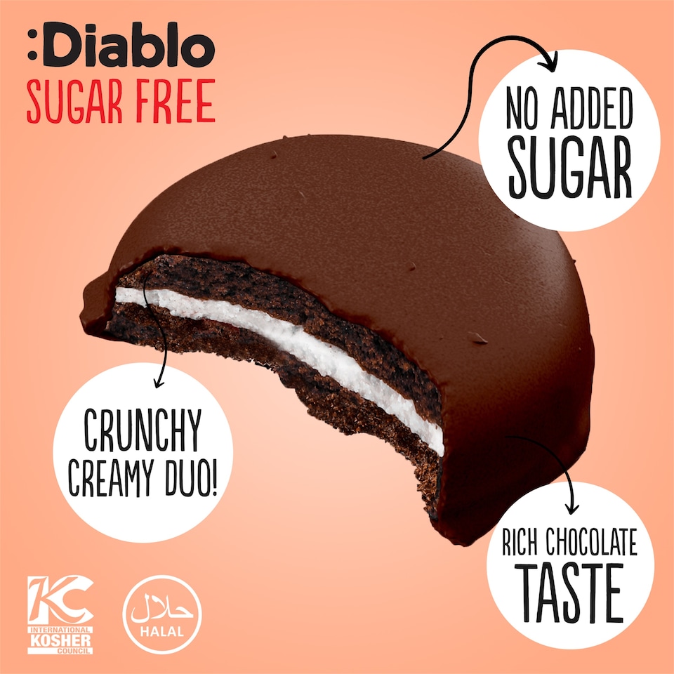 image 1 of Diablo No Added Sugar Chocolate Cream Cookies 34g