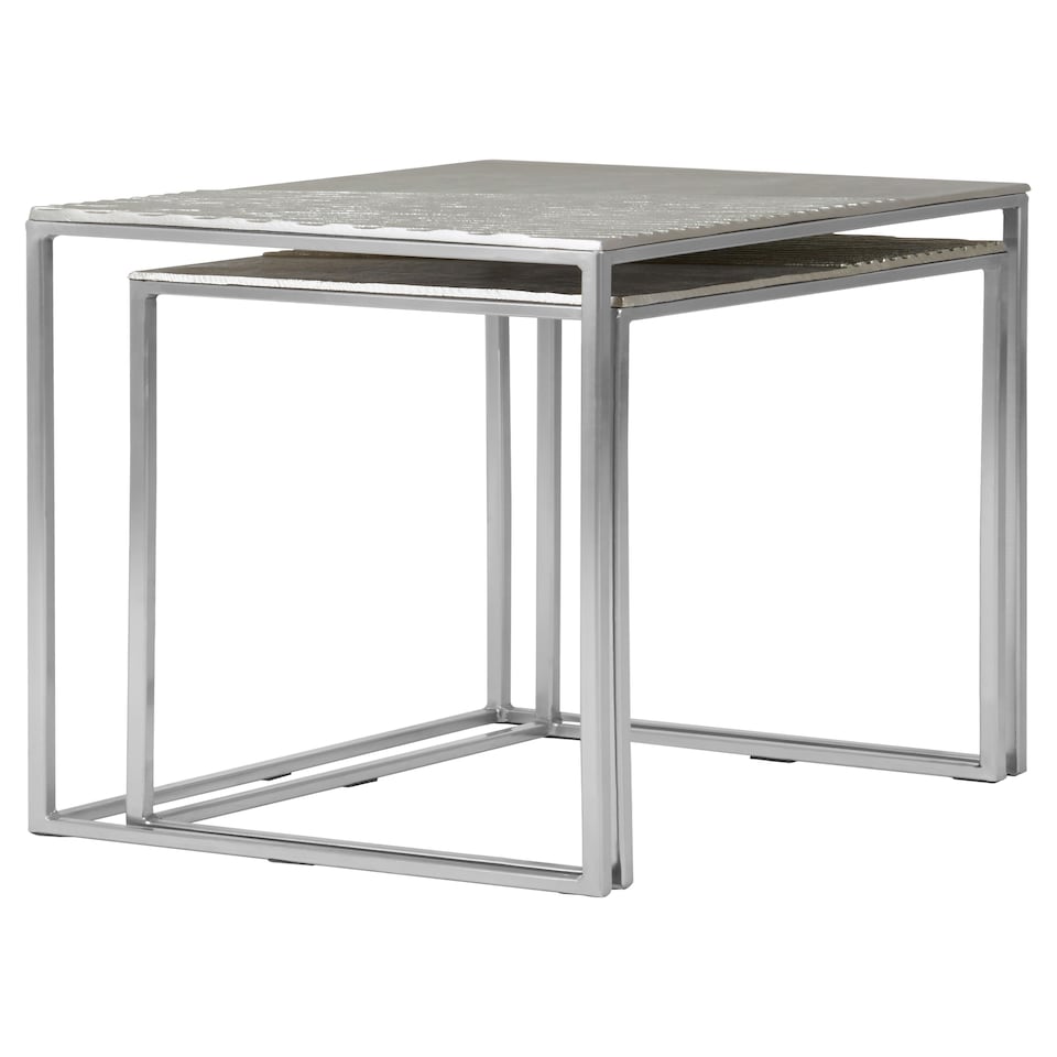 image 1 of Interiors by Premier Set of Two Rectangular Side Tables Silver