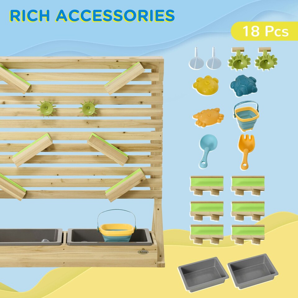 image 1 of Outsunny Kids Running Water Playset w/ Sink Toys, Water Carts, Tracks