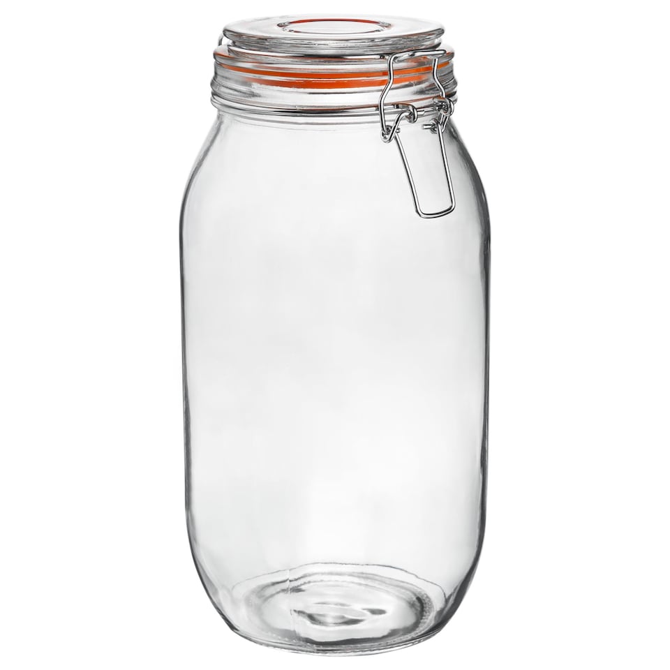 image 1 of Argon Tableware Glass Storage Jars with Heart Labels - 2L - Clear - Pack of 6