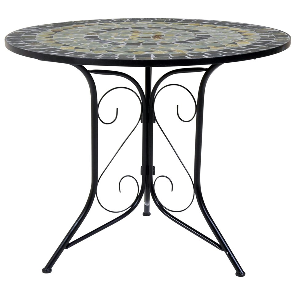 image 1 of Charles Bentley Garden Blue Mosaic 5 Piece Dining Set With Folding Chairs Patio