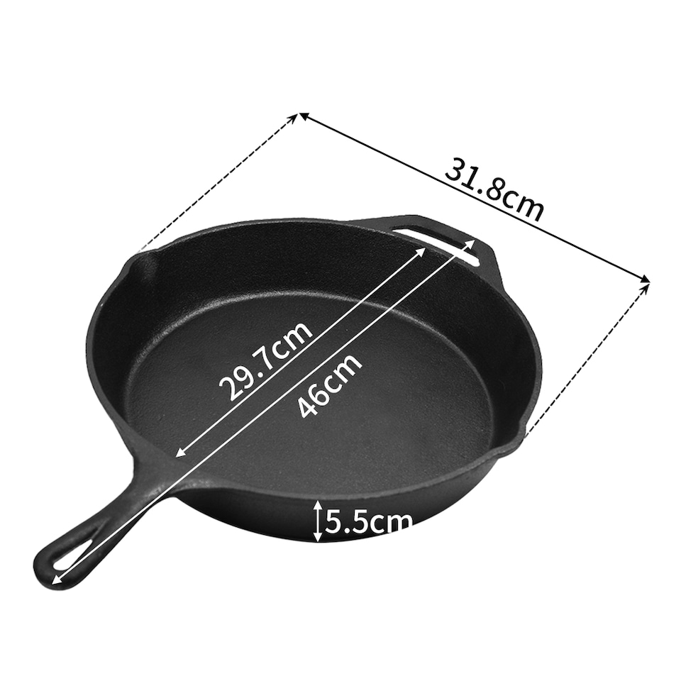 image 1 of Toque Frying Pan Non Stick Cast Iron 30cm Steak Skillet Round BBQ Grill Camping