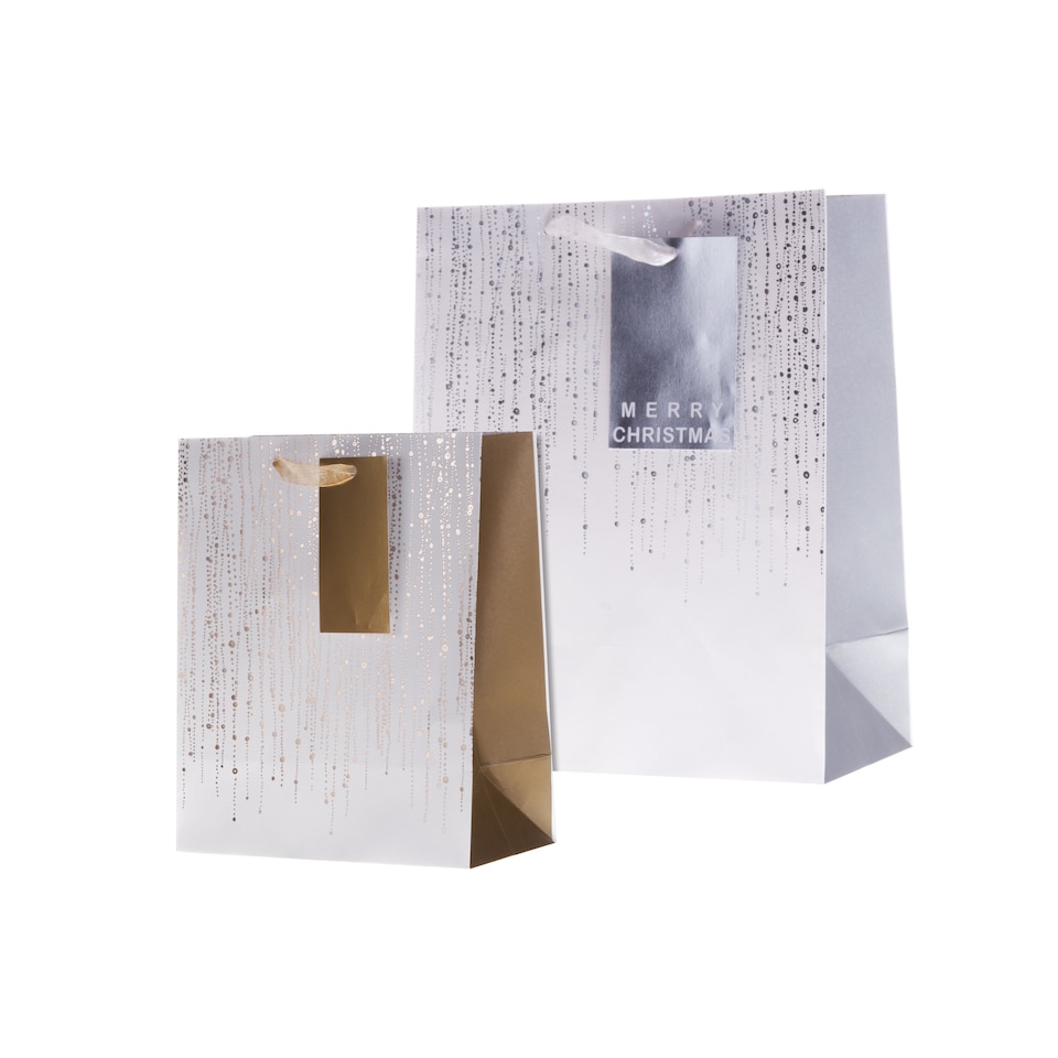 image 1 of Hallmark Pack Of 4 Christmas Gift Bags - 2 Sizes 2 Silver and Gold Designs
