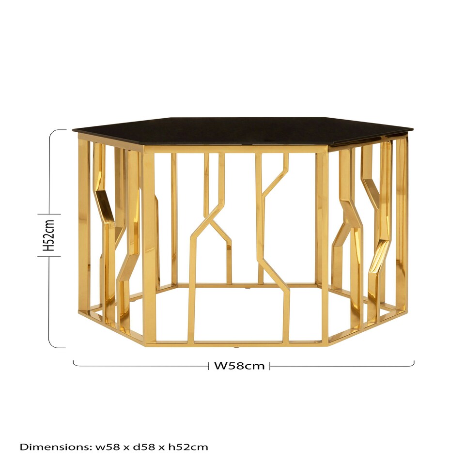 image 1 of Interiors By Premier Contemporary Hexagonal Side Table, Sturdy Metal Side Table For Livingroom, Hexagonal Design Bedside Table Gold
