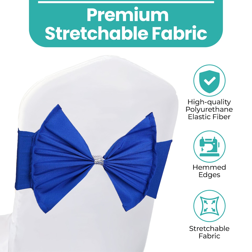 image 1 of Chair Bow Sashes, Elastic Spandex Stretch Chair Ties with Buckle - 1pc