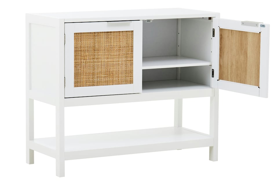 image 1 of Orsina Versatile White Wood Side Cabinet, Rustic Bedside Cabinet, Easily Maintained Display Cabinet With Storage