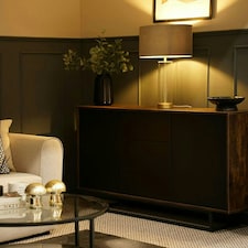 ValueLights Clear Tube and Gold Metal Bedside Table Lamp with a Grey Velvet Shade