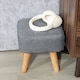 image 6 of HOMCOM Modern Footstool, Fabric Foot Rest with Rubber Wood Legs Grey