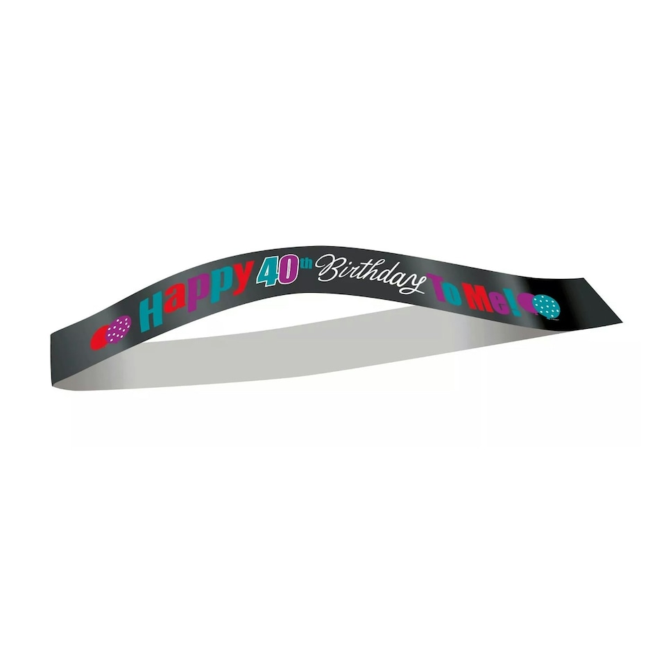 image 1 of Unique Party Cheer Satin 40th Birthday Party Sash - Black - One Size
