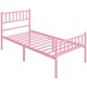 image 2 of Yaheetech 3ft Single Metal Bed Frame with Slatted Headboard Pink