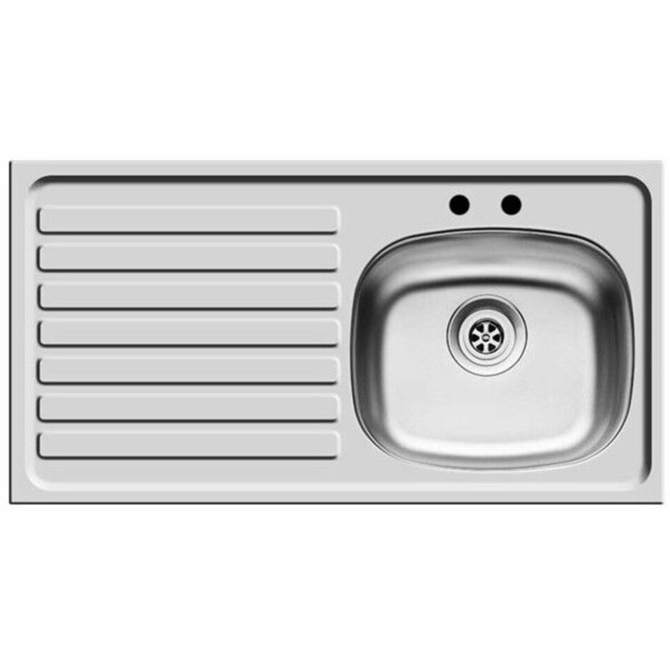 Contemporary Left Hand Stainless Steel Kitchen Sink, 940 x 490mm