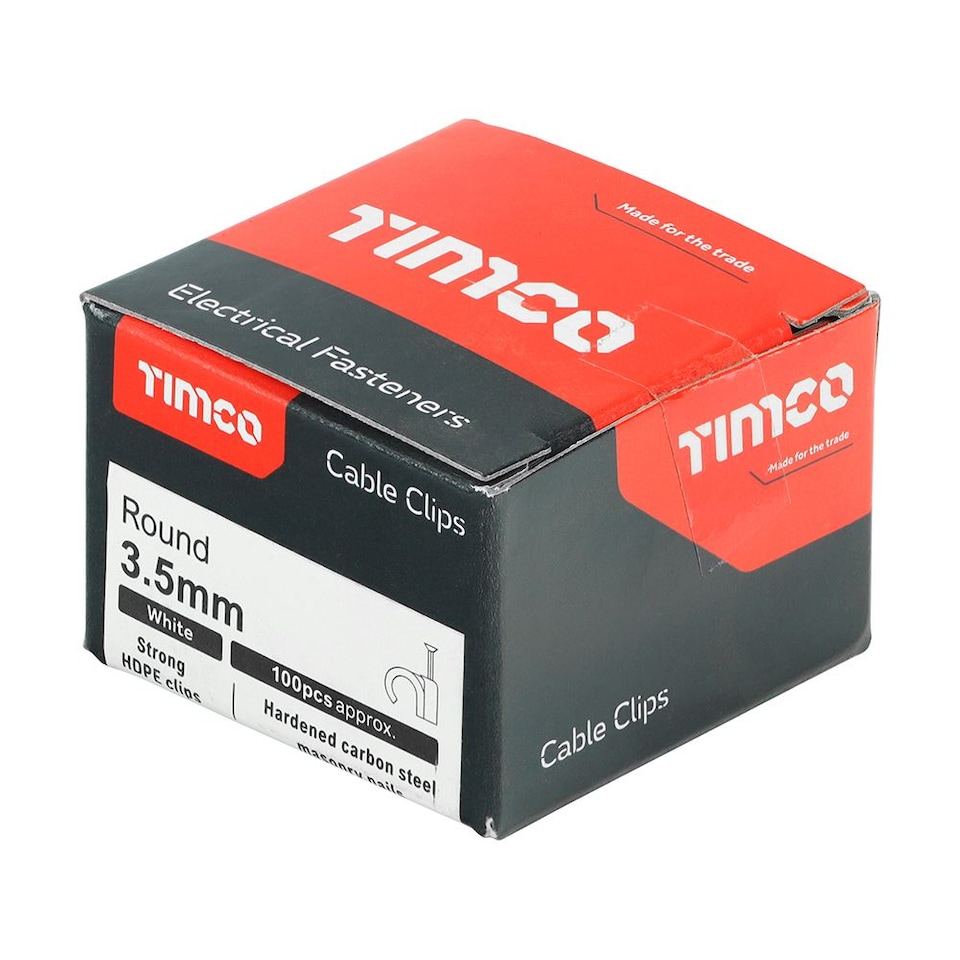 image 1 of Timco - Round Cable Clips - White (Size To fit 3.5mm - 100 Pieces)